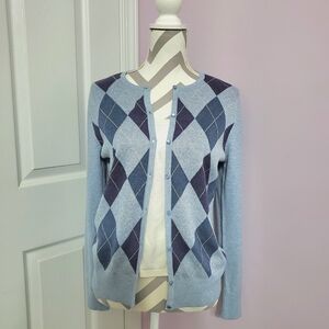 Croft & Barrow Light Blue Argyle Cardigan